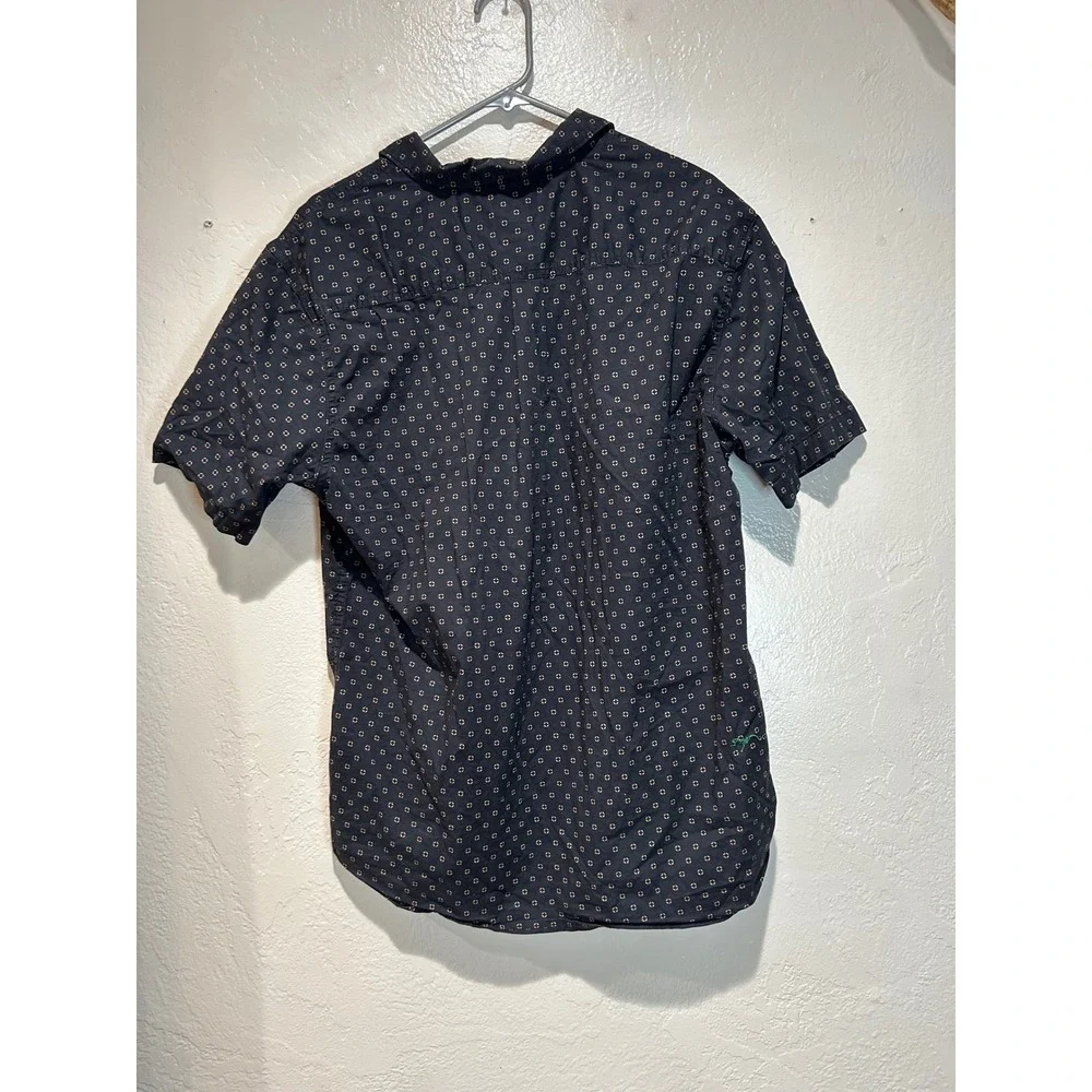 Voyager Mens Large Navy Blue‎ Geometric Print Short Sleeve Button Down Shirt L
